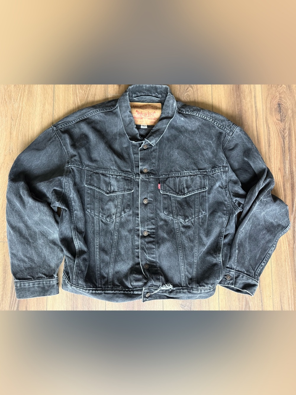Vintage Levis Jacket Mens L Black Denim Button 70598 4159 90s Made in Uruguay